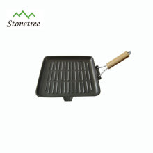 Poêle gril en fonte pour barbecue, poignée pliable